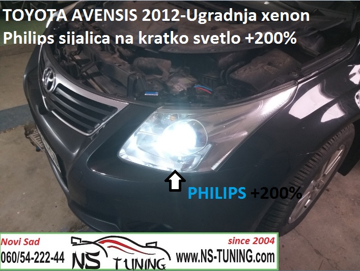 toyota avensis 2011 ugradnja jacih xenon sijalica trafo led t10 kratko svetlo pojacano novi sad tuning auto servis h11